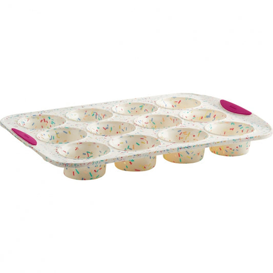TR MUFFIN PAN 12CT SILICONE/CONFETTI