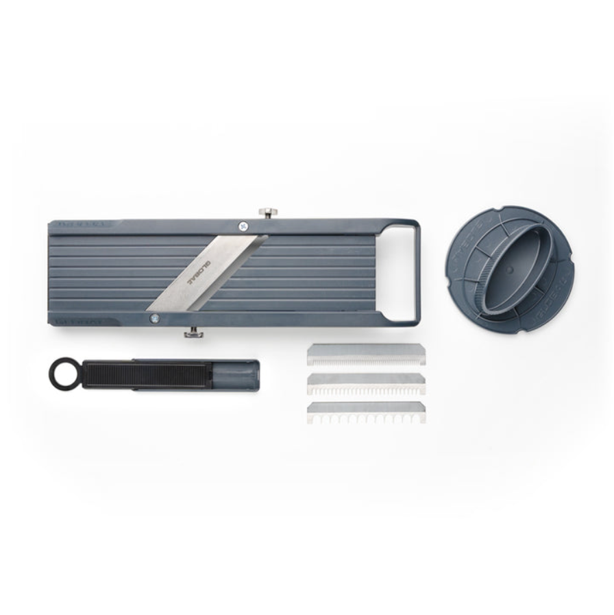 Global Vegetable Mandolin/Vegetable Slicer Regular w/plastic blade case 3 serration blades GSL64BC